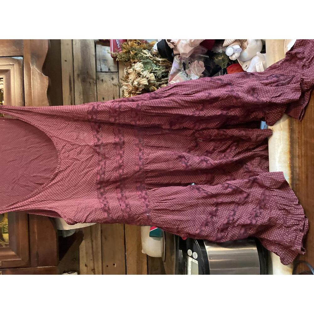 Intimately Free People Tunic Tank Top Womens Size largevRed Maroon Romantic Lacy